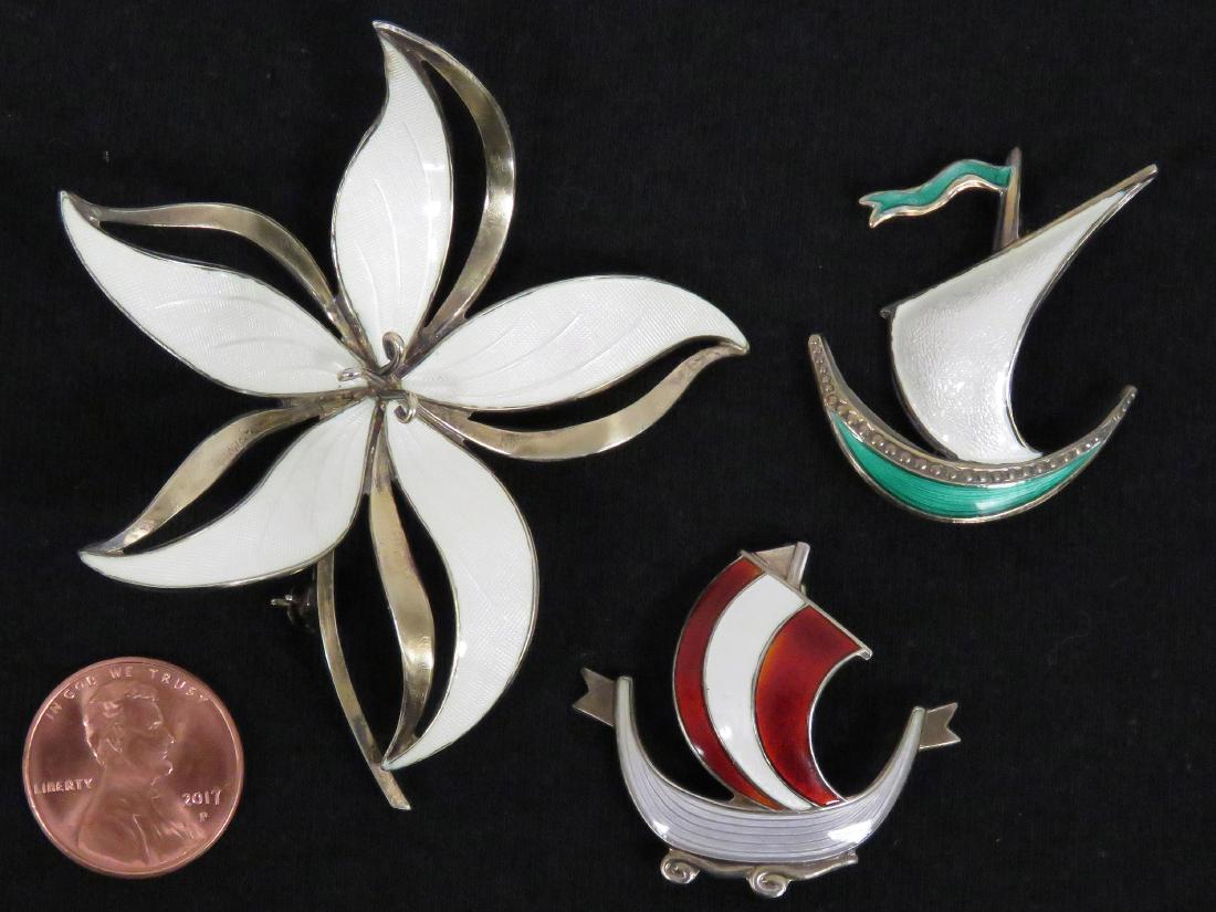 LOT (3) NORWAY 925 STERLING/ENAMEL PINS INCLUDING (1 of 4)