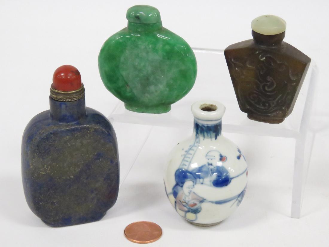 LOT (4) CHINESE SNUFF BOTTLES INCLUDING HARDSTONE AND (1 of 2)