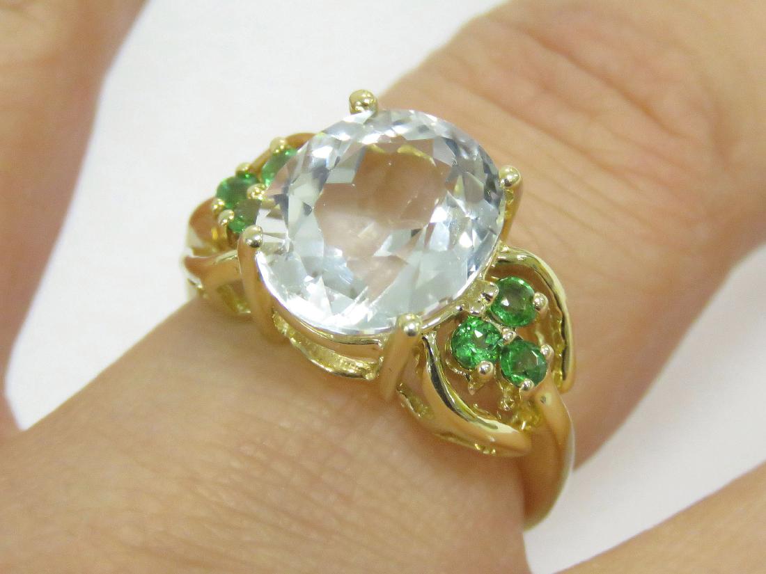 14K YELLOW GOLD LIGHT AQUAMARINE RING. RING SIZE 7 1/4 (1 of 4)