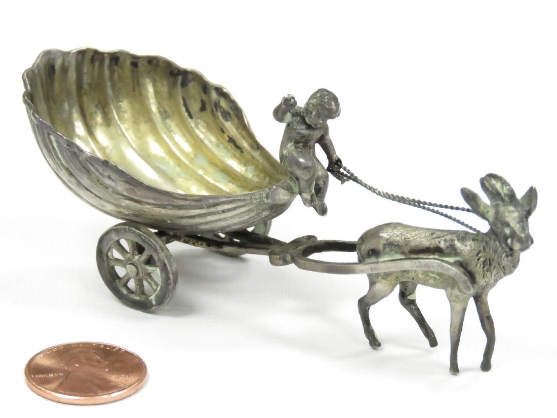 GERMAN 800 GILT SILVER FIGURAL SALT. LENGTH 3 3/4"; (1 of 3)