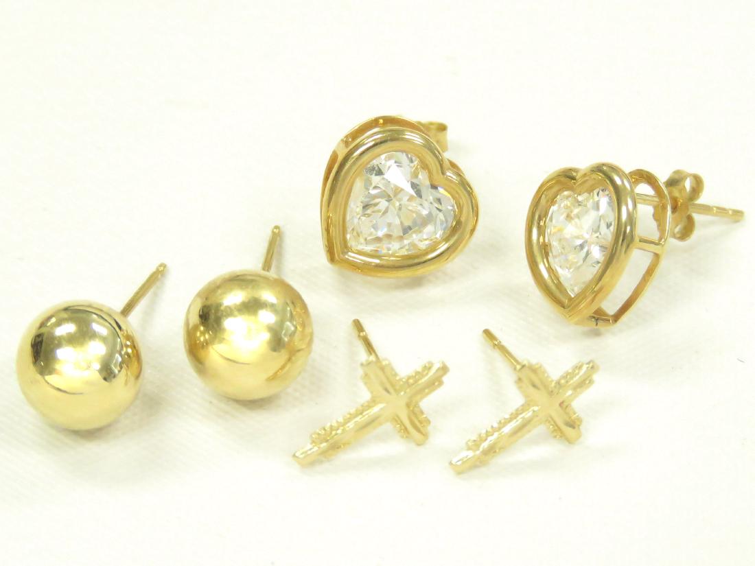 LOT (3) PAIR YELLOW GOLD EARRINGS INCLUDING 750 BALL (1 of 1)