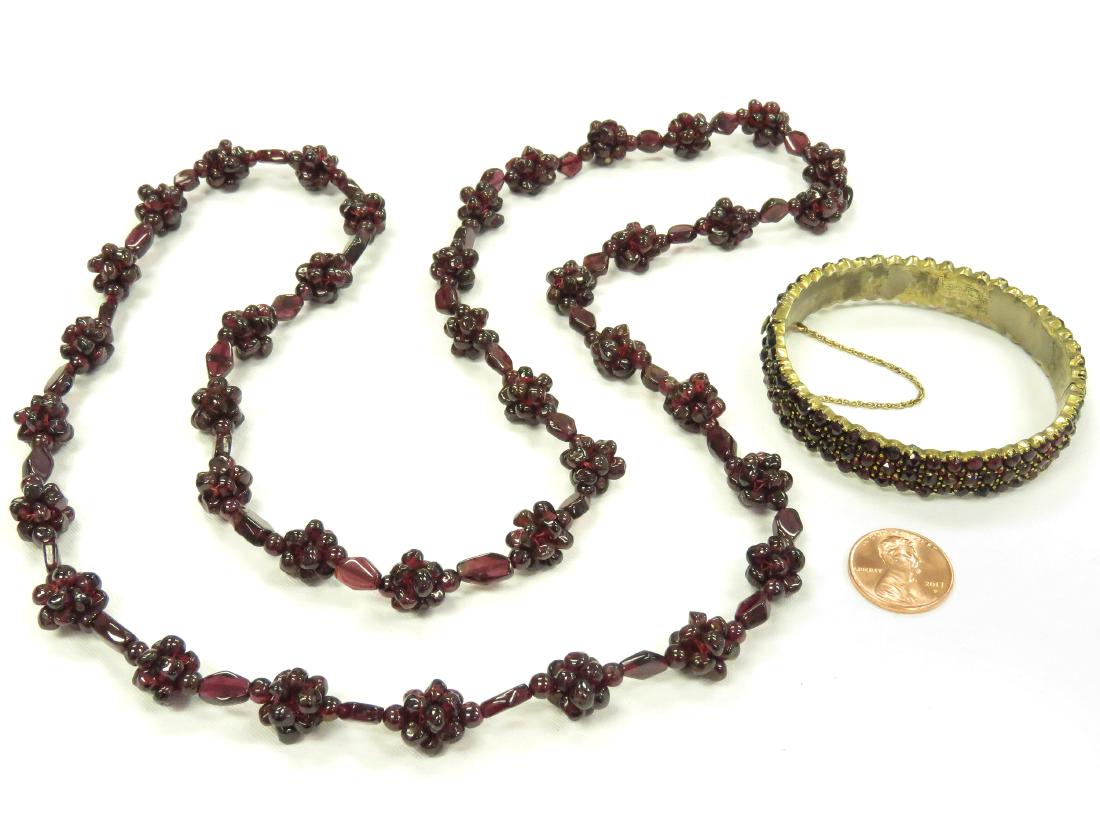 LOT (2) VINTAGE GARNET JEWELRY INCLUDING BRASS AND (1 of 1)