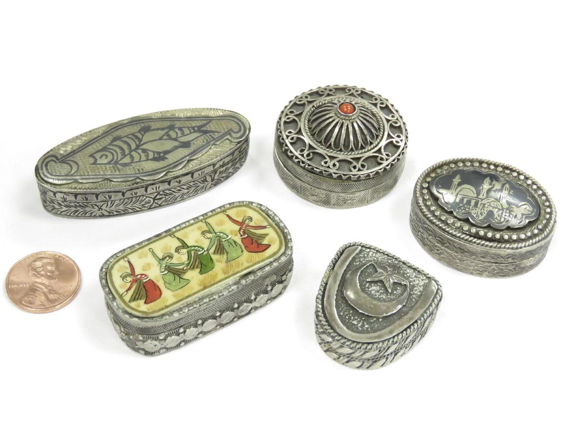LOT (5) CONTINENTAL 900 SILVER PILL BOXES. LENGTH 1 (1 of 3)