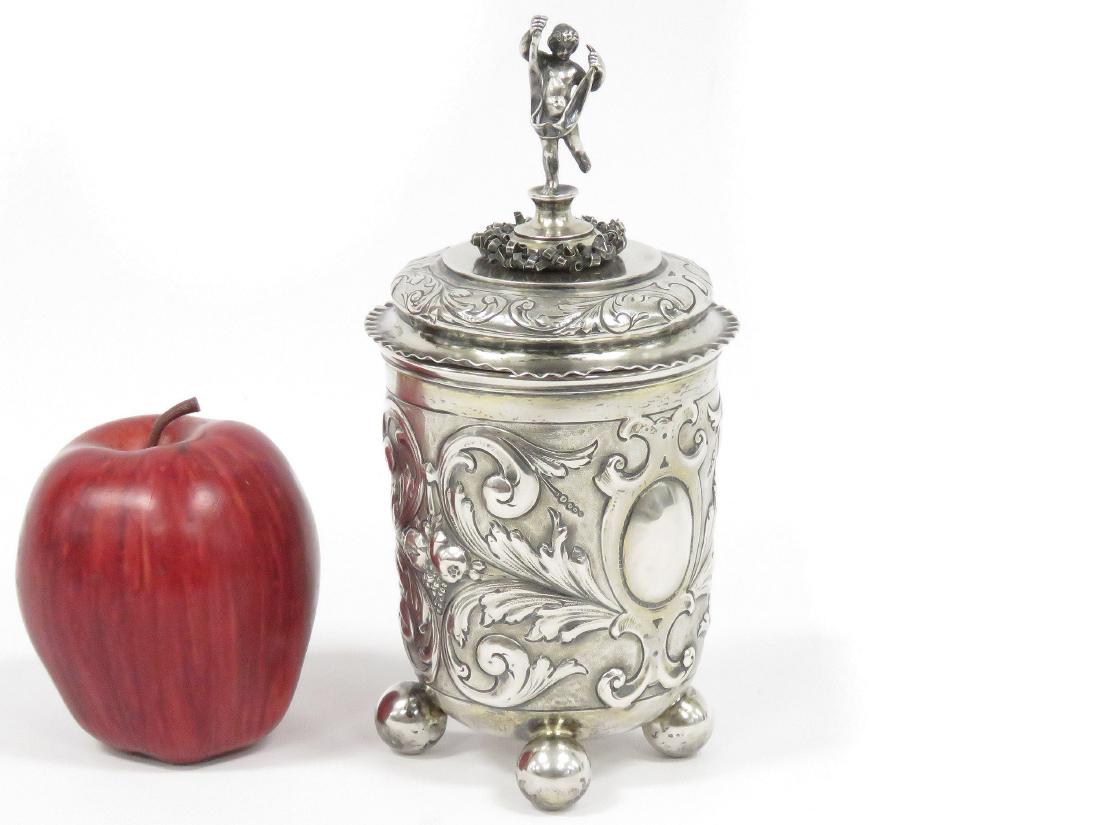 GERMAN .800 SILVER REPOUSSE COVERED/FOOTED CUP, 19TH (1 of 4)