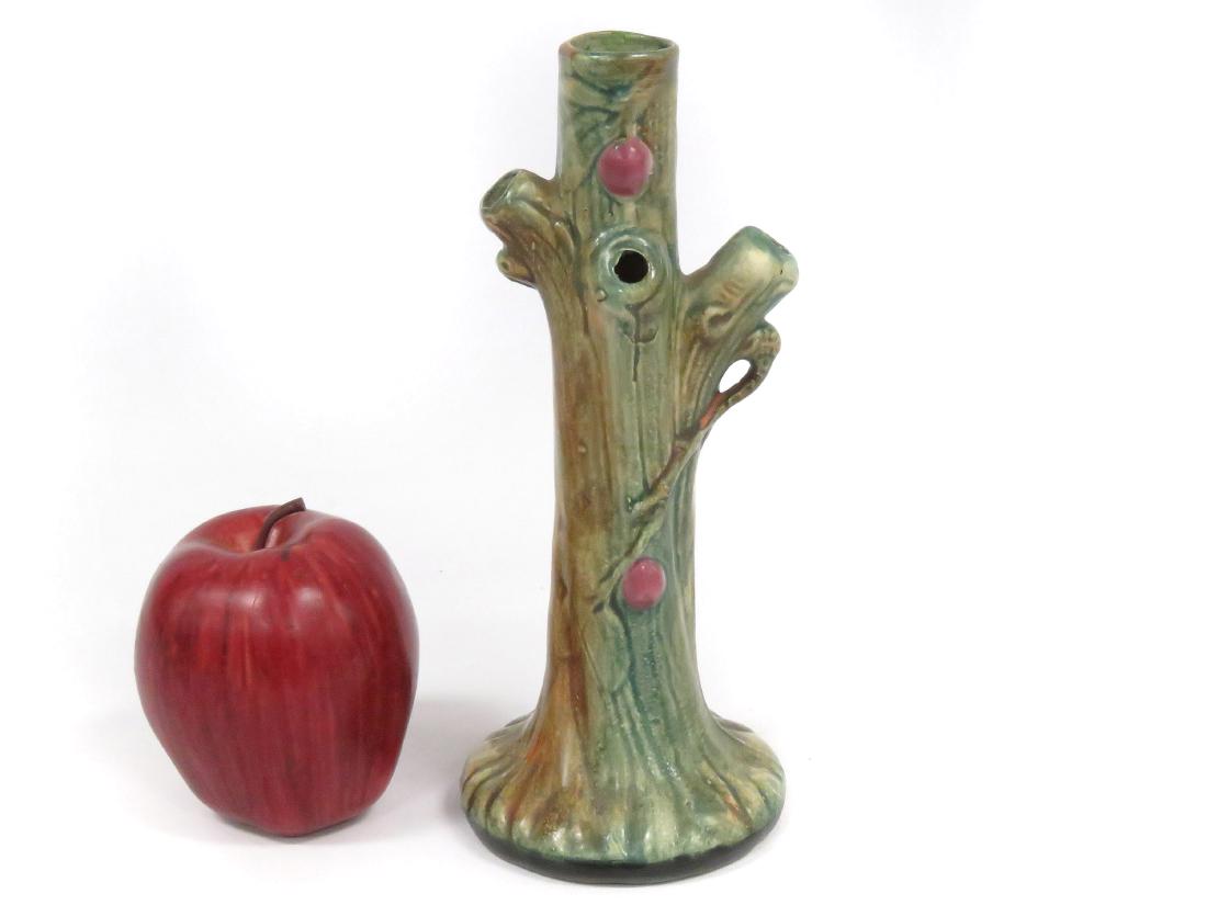 WELLER "WOODCRAFT" PATTERN APPLE TREE VASE. HEIGHT 9" (1 of 3)