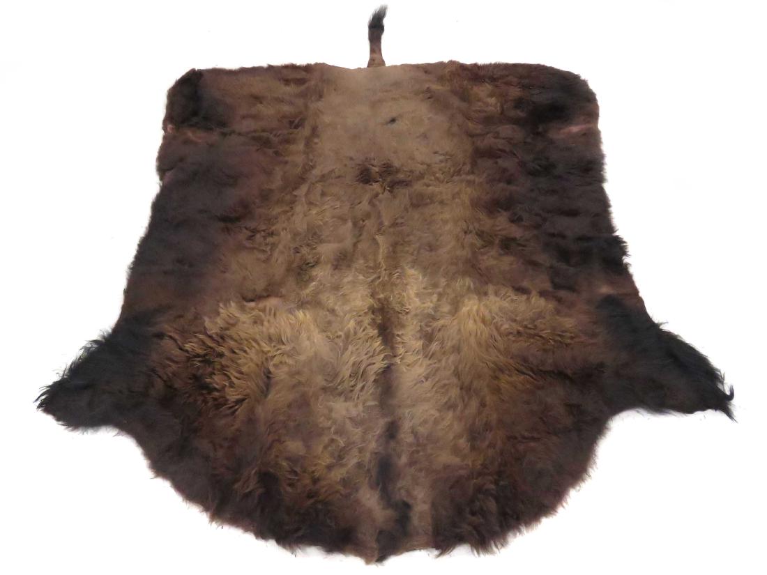 BUFFALO SKIN RUG (BACKED). 8'3" X 9' (1 of 3)