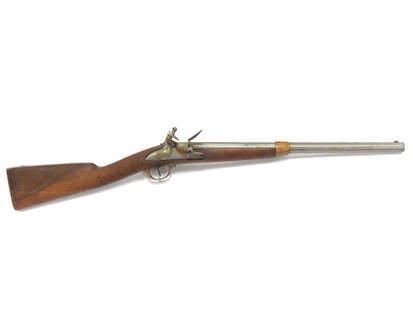 FRENCH ST. ETIENNE .70 CAL FLINTLOCK CARBINE, SIGNED.: FRENCH ST. ETIENNE .70 CAL FLINTLOCK CARBINE, SIGNED. LENGTH 34 1/4"