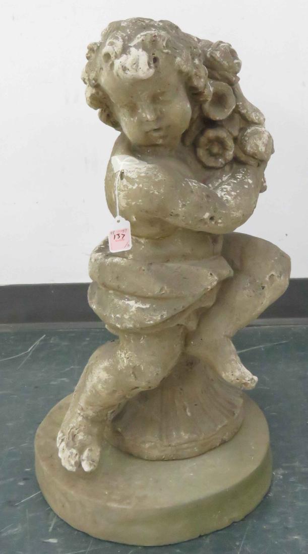 CAST STONE CHERUB WITH BASE. HEIGHT 26" (1 of 1)