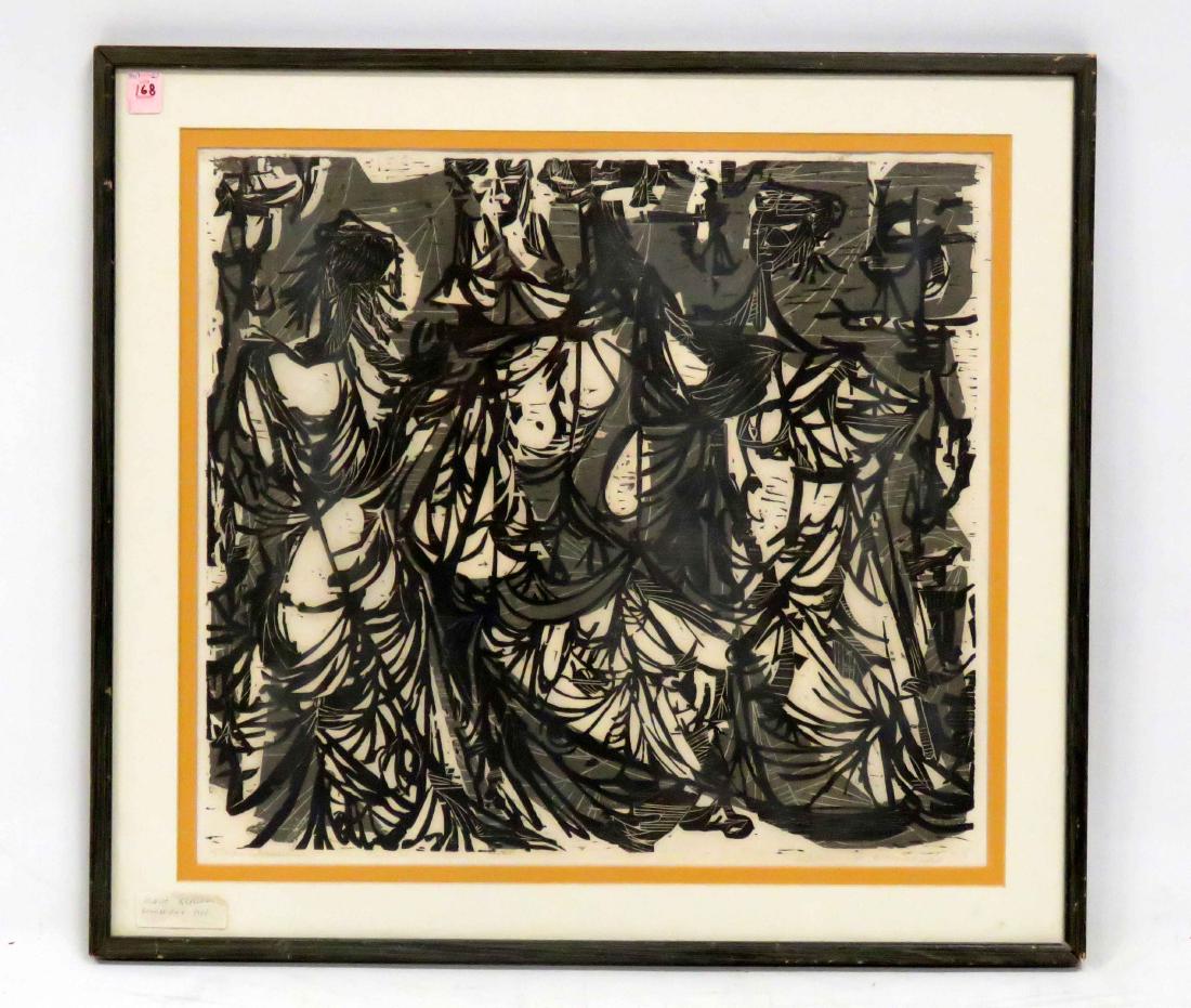 ALAN JERONE KLAWANS (AMERICAN 1932-), LINOCUT, "THE (1 of 3)