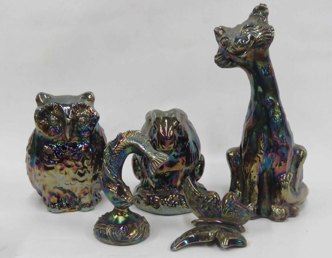 LOT (5) FENTON CARNIVAL GLASS FIGURES, SIGNED INCLUDING (1 of 1)