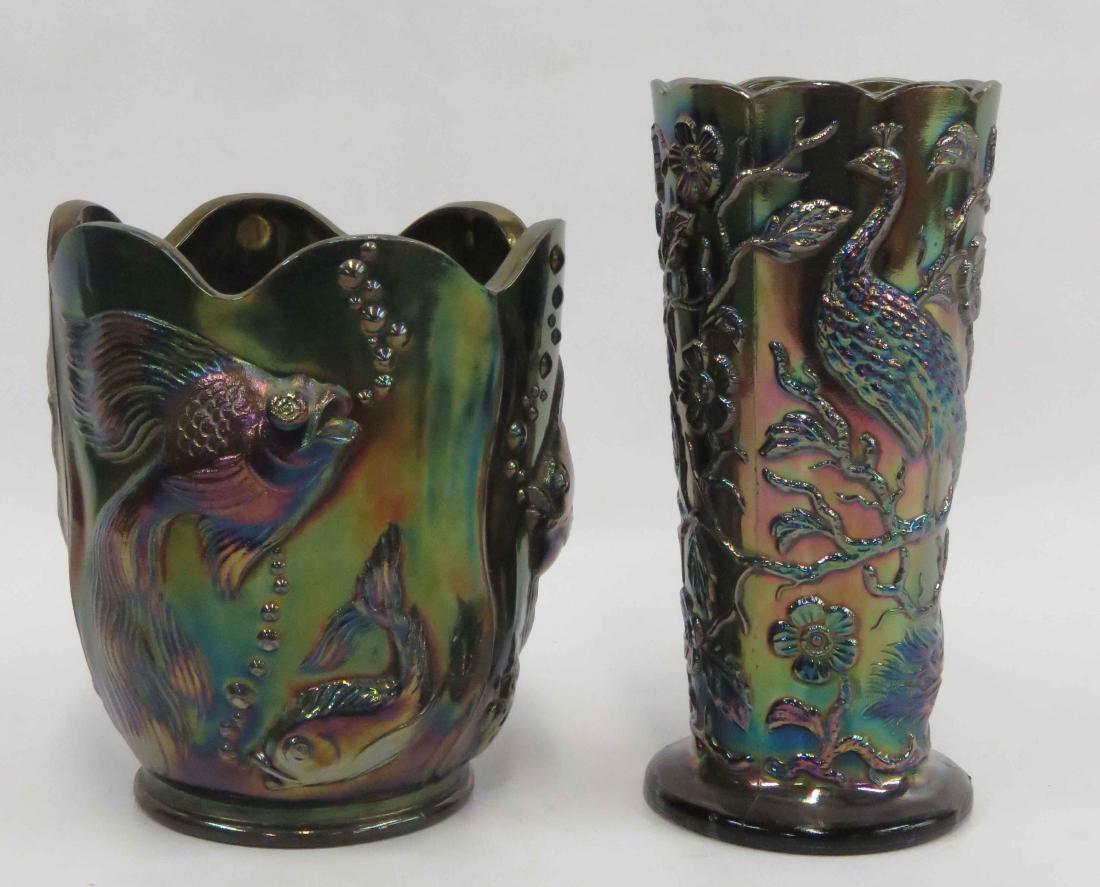 LOT (2) FENTON CARNIVAL GLASS VASES, SIGNED INCLUDING (1 of 1)