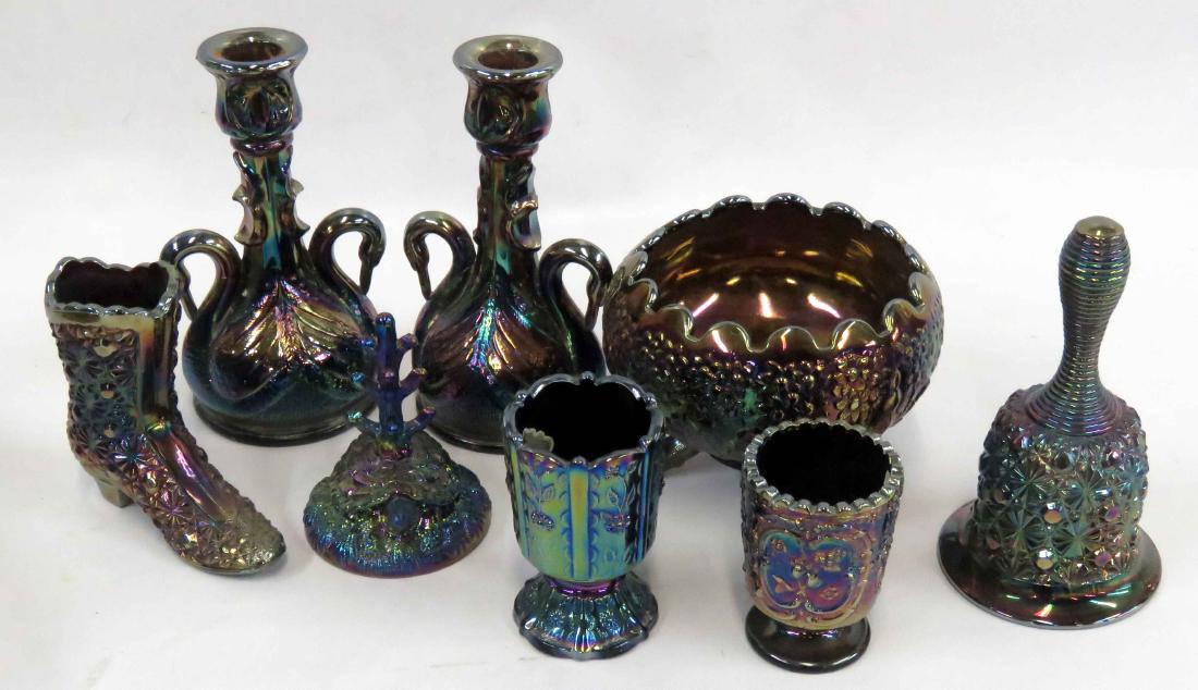 LOT (8) ASSORTED FENTON CARNIVAL GLASS, SIGNED (1 of 1)