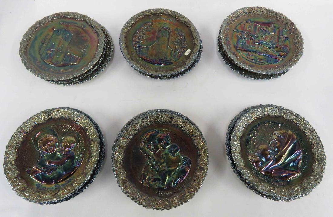 LOT (18) ASSORTED FENTON CARNIVAL GLASS PLATES, SIGNED, (1 of 3)