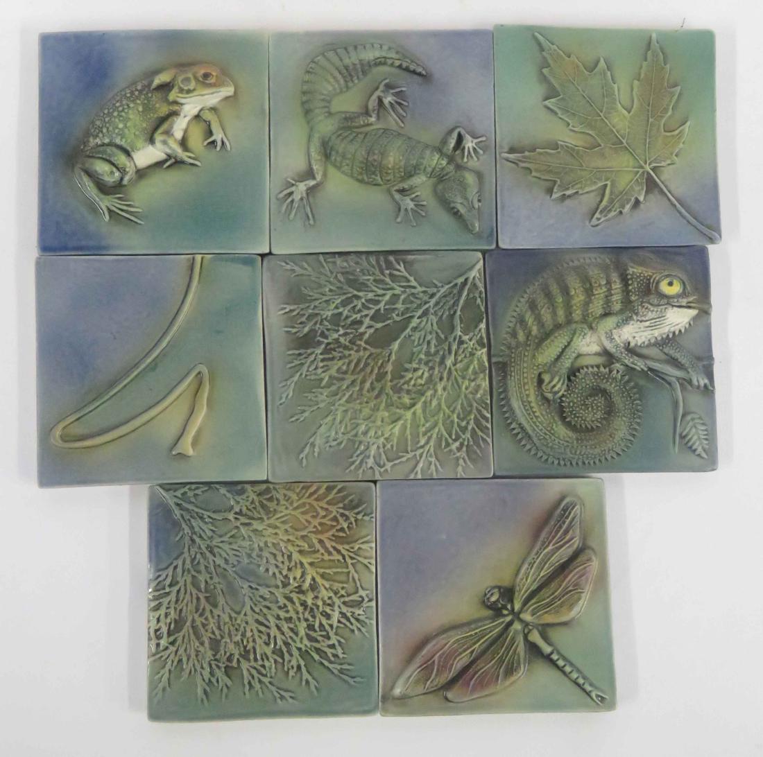 LOT (8) SURVING STUDIOS HIGH RELIEF CERAMIC TILES (1 of 1)