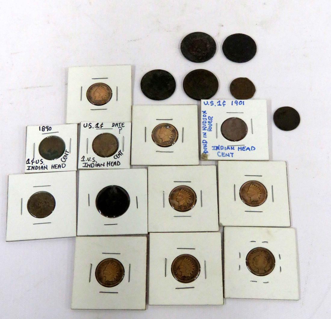 LOT (18) INCLUDING (5) ASSORTED US LARGE CENT COINS AND (1 of 2)