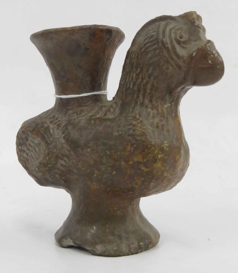 FOLK ART REDWARE POTTERY MOLDED BIRD-FORM VESSEL, (1 of 1)