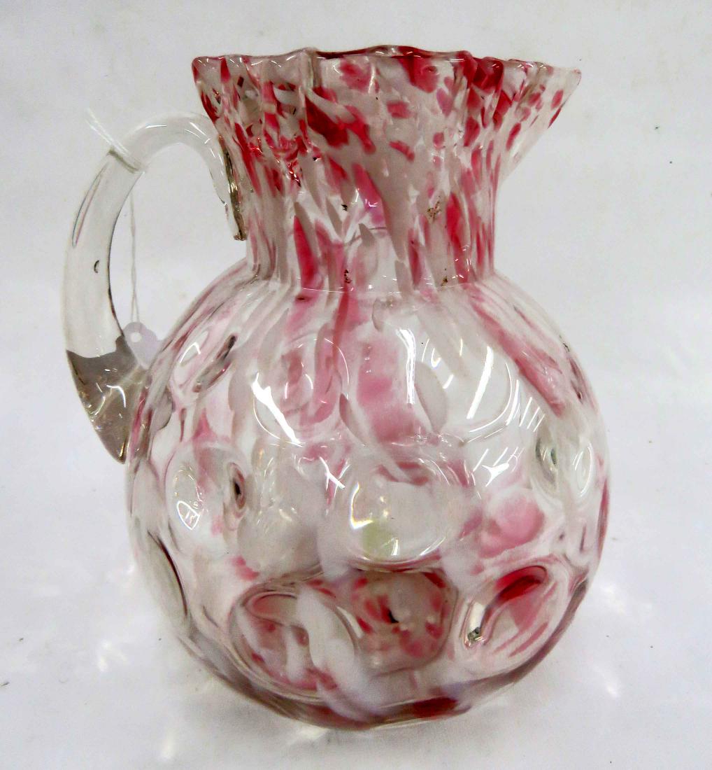 ART GLASS SPATTER-WARE PITCHER. HEIGHT 8 1/2" (1 of 1)