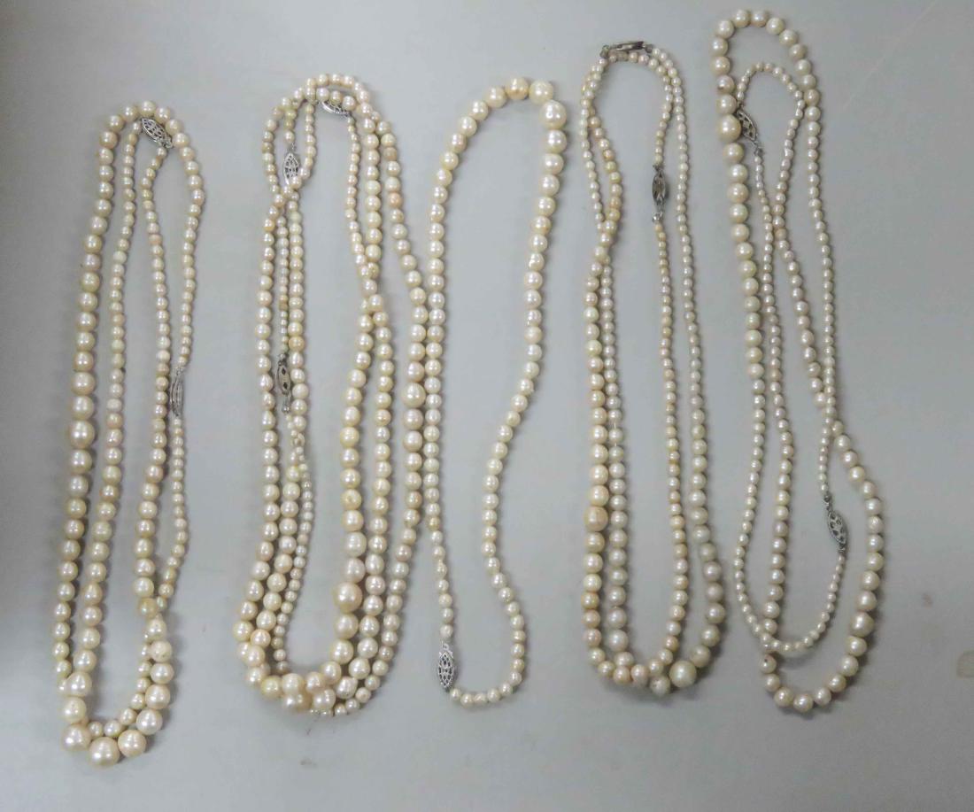 LOT ASSORTED STRANDS CULTURED PEARL NECKLACES WITH (1 of 1)