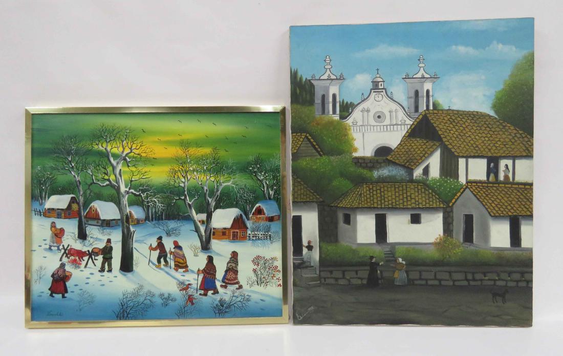 FOLK ART (20TH CENTURY), LOT (2) UKRAINE OIL ON CANVAS, (1 of 1)