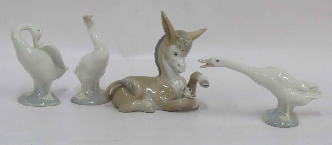 LOT (4) LLADRO PORCELAIN FIGURINES INCLUDING DONKEY IN (1 of 2)