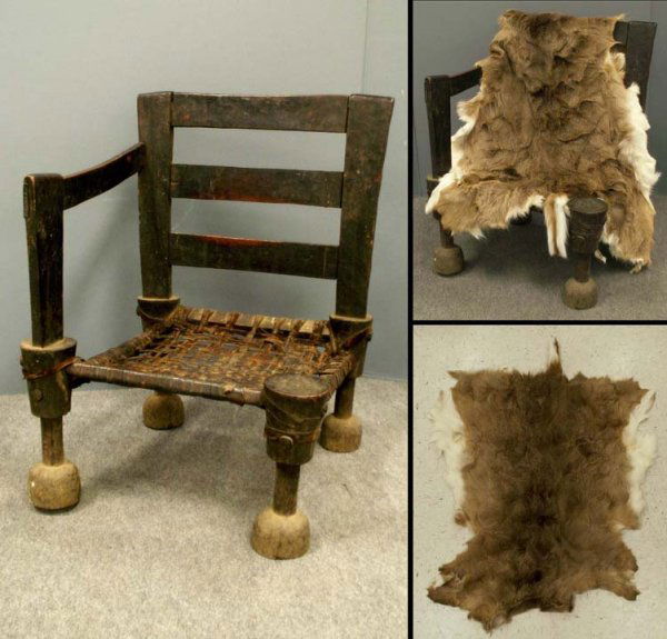 347: CENTRAL AFRICAN THRONE CHAIR & ANTELOPE SKIN