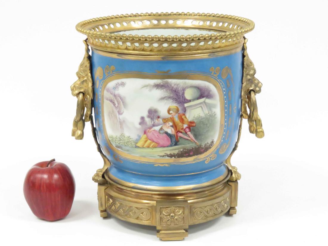 SEVRES DECORATED PORCELAIN CACHE POT WITH ORMOLU (1 of 4)