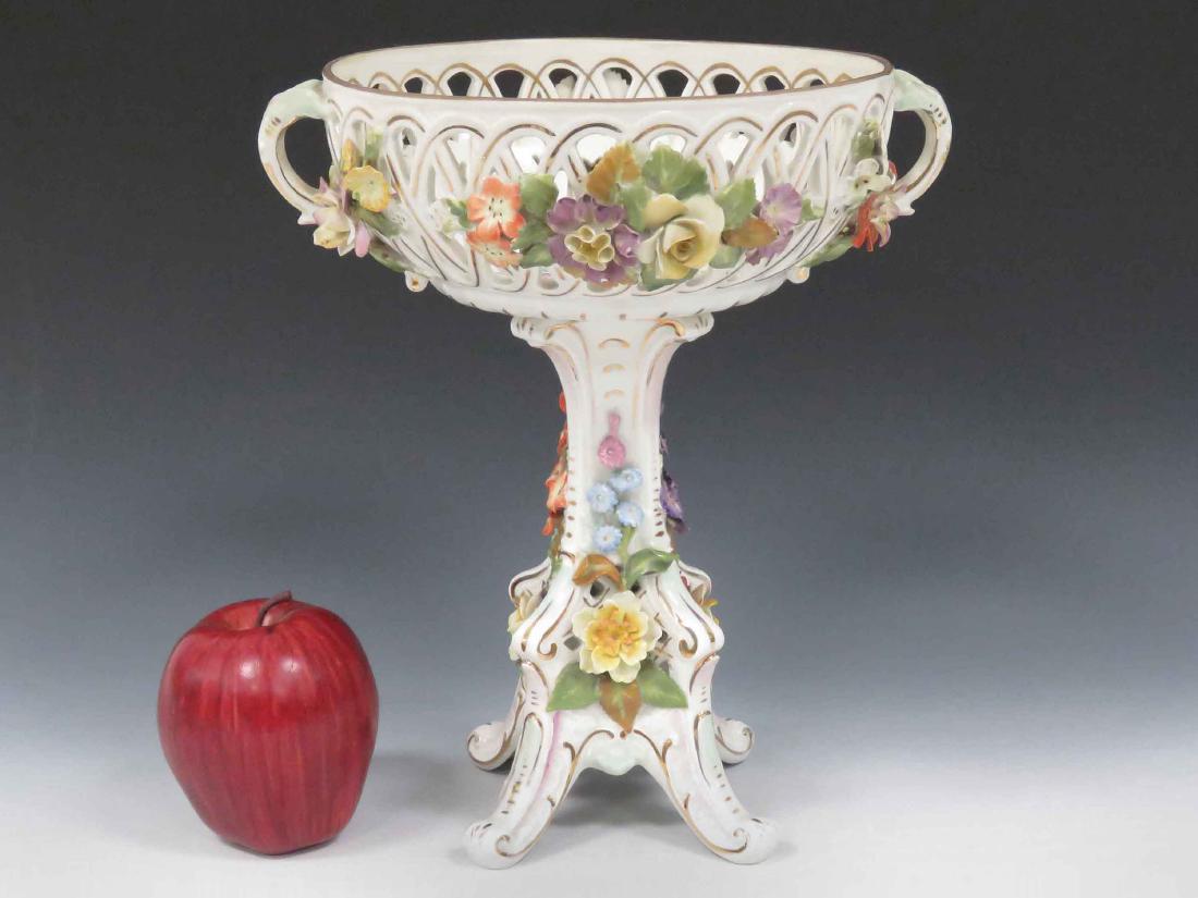 DRESDEN DECORATED PORCELAIN COMPOTE. HEIGHT 11" (1 of 6)