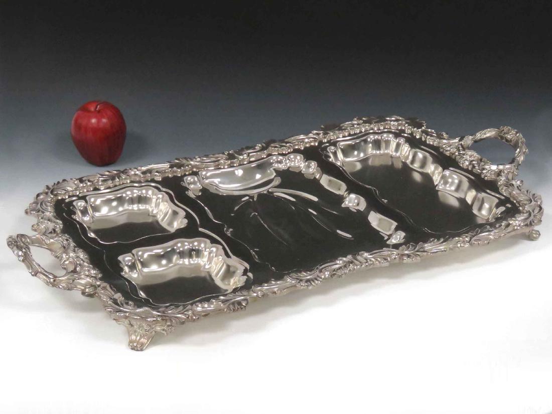 SHEFFIELD PLATE MEAT/SERVING TRAY, HALLMARKED. LENGTH (1 of 2)