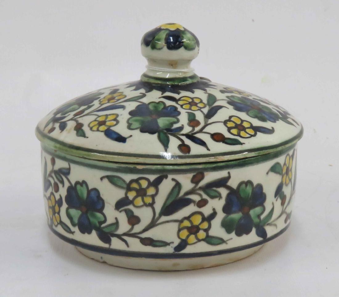 PALESTINE POTTERY ISLAMIC IZNIK STYLE COVERED BOX, (1 of 2)