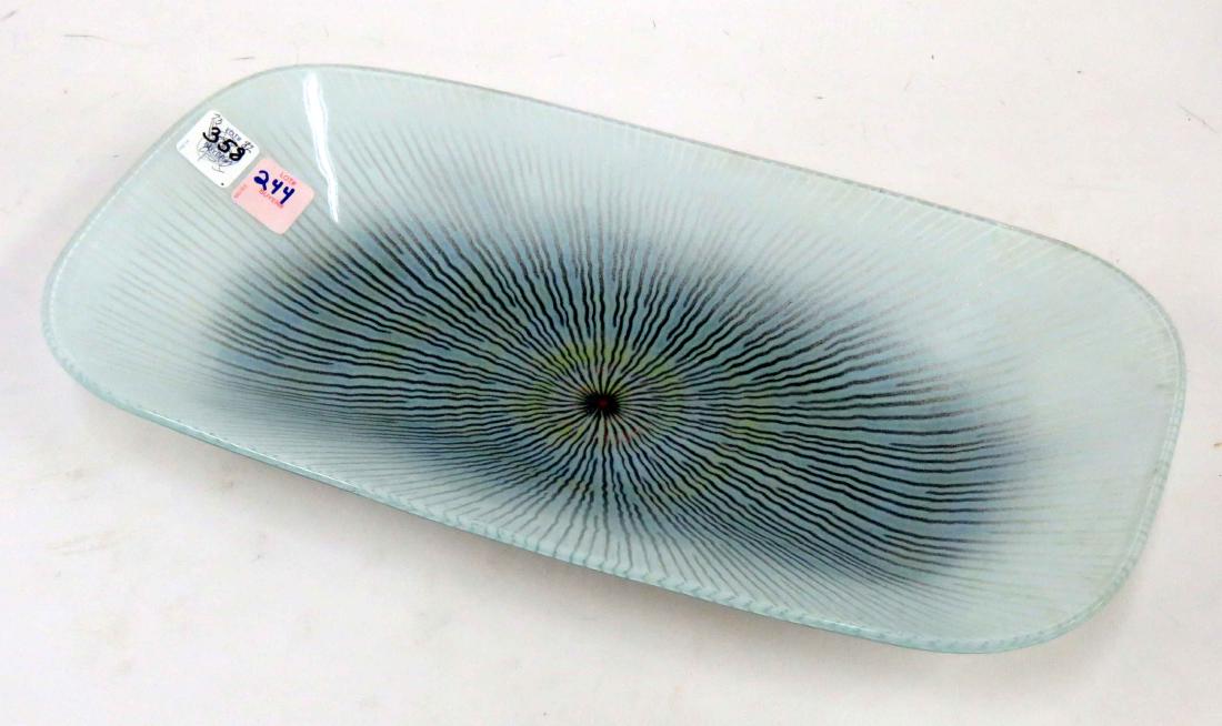 MAURICE HEATON GLASS BOWL, SIGNED. 8 1/4 X 15 5/8" (1 of 3)