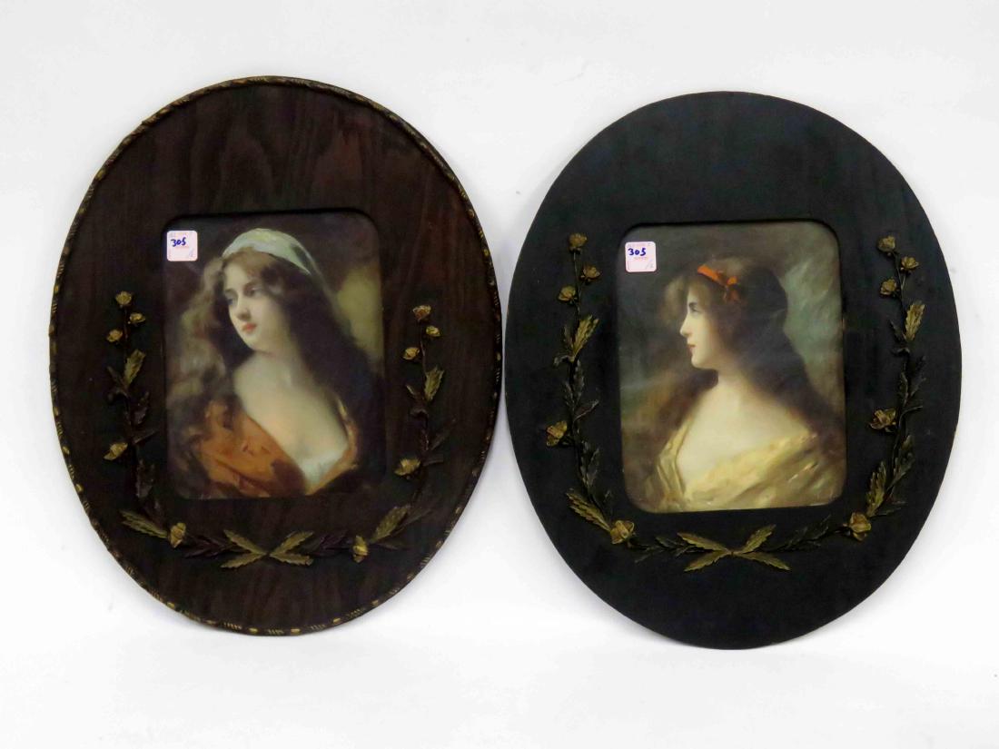 PAIR ASTI ADVERTISING PRINTS INCLUDING OAK OVAL FRAMES. (1 of 1)