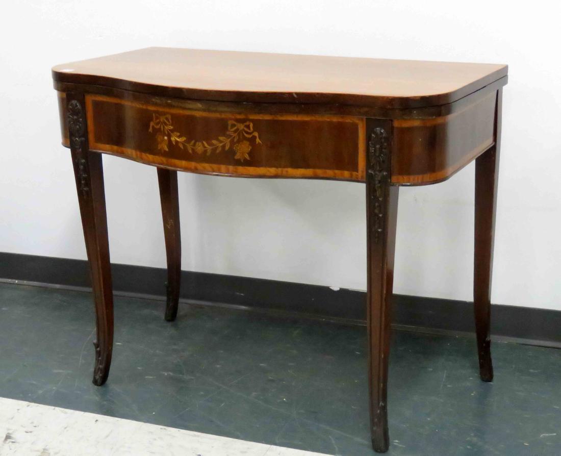 REGENCY STYLE CARVED AND INLAID MAHOGANY GAME/DINING (1 of 2)