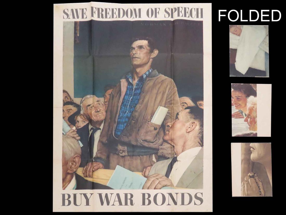 SET (4) NORMAN ROCKWELL WWII POSTERS, THE FOUR (1 of 3)
