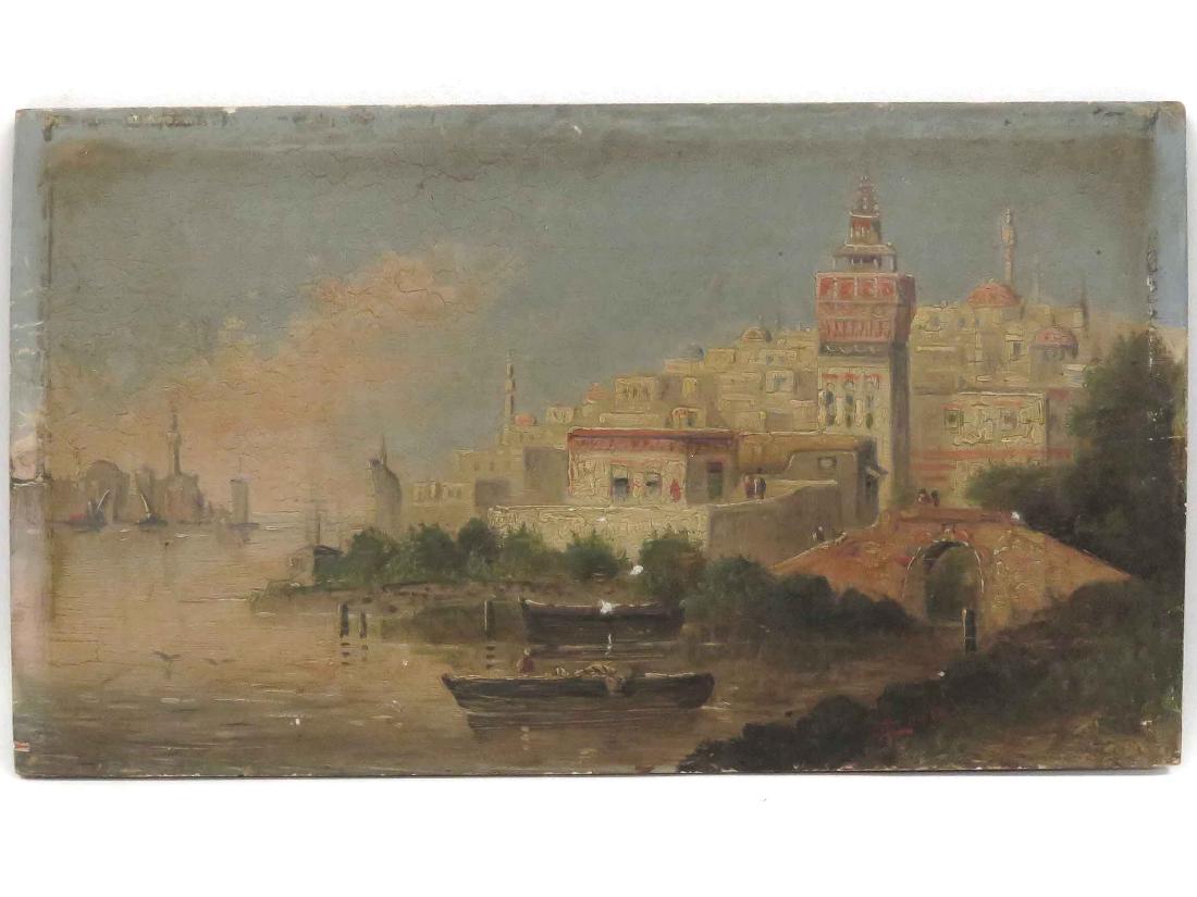 CONTINENTAL SCHOOL (20TH CENTURY) OIL ON PANEL, VIEW OF (1 of 3)