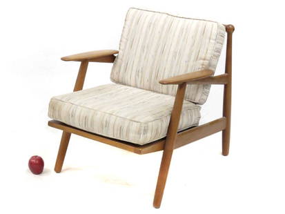 DANISH MID-CENTURY MODERN FRUITWOOD ARMCHAIR, SIGNED P.: DANISH MID-CENTURY MODERN FRUITWOOD ARMCHAIR, SIGNED P. JEPPESEN