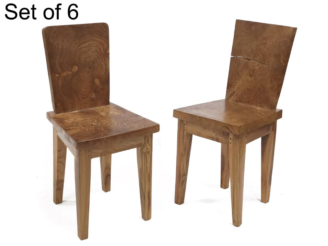 LOT (6) NAKASHIMA STYLE SLAB WOOD BUILT SIDE CHAIRS. (1 of 1)