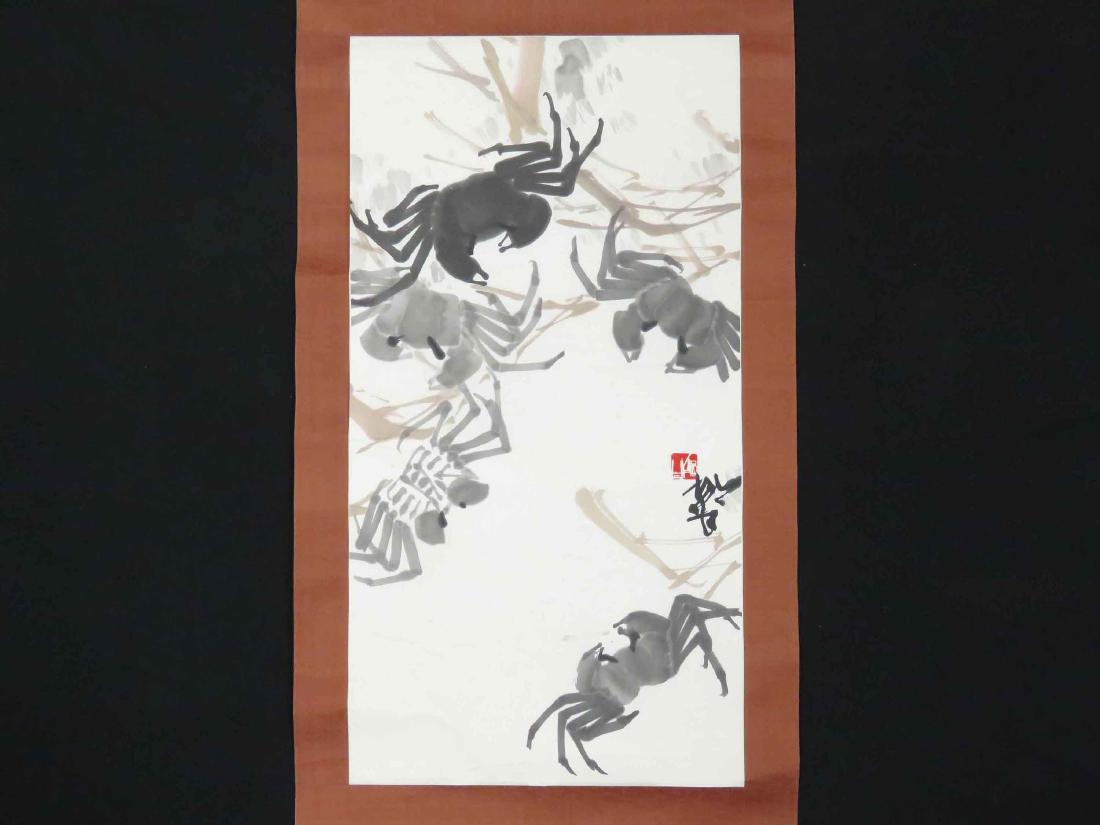 CHINESE INK AND WATERCOLOR SCROLL PAINTING, CRABS, (1 of 2)