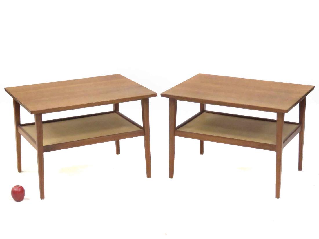 PAIR DANISH MID-CENTURY MODERN WALNUT/TEAK LAMP TABLES. (1 of 3)