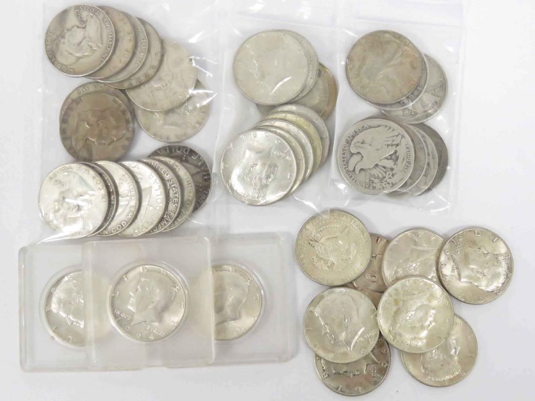 LOT (43) ASSORTED US SILVER HALF DOLLAR COINS INCLUDING (1 of 1)
