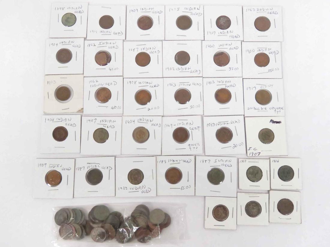 LOT (83) ASSORTED US INDIAN HEAD CENT COINS (1 of 5)