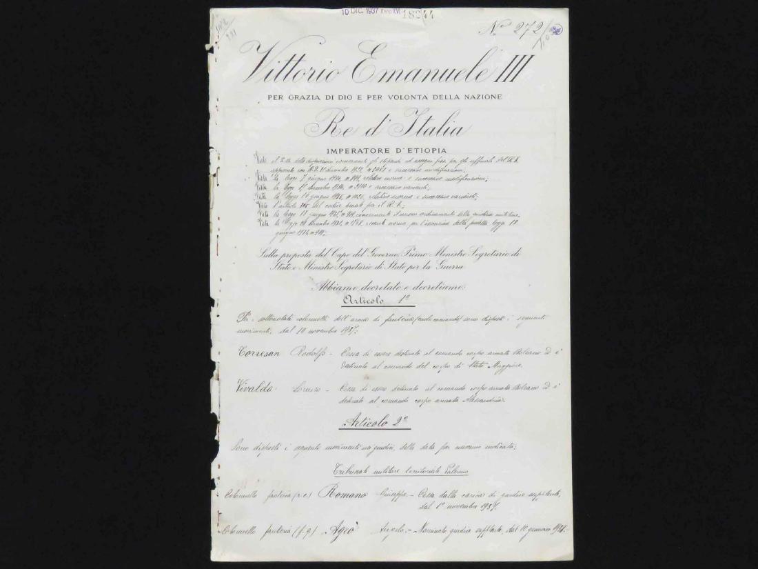 BENITO MUSSOLINI SD, 1937 MILITARY APPOINTMENT, ALSO (1 of 2)