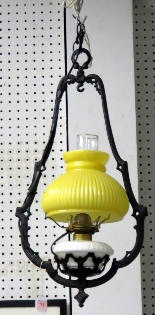 VICTORIAN HANGING OIL LAMP (ELECTRIFIED) (1 of 1)