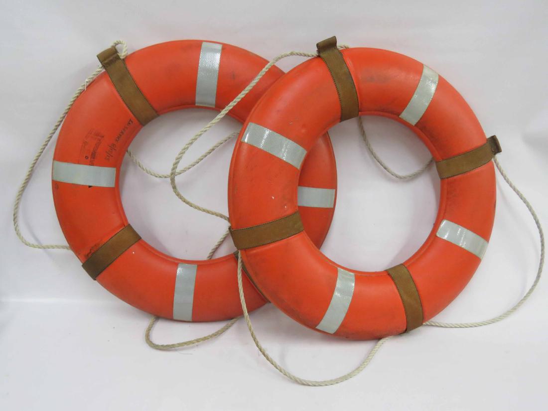 PAIR COAST GUARD APPROVED RING BUOYS. OPENING/DIAMETER (1 of 1)