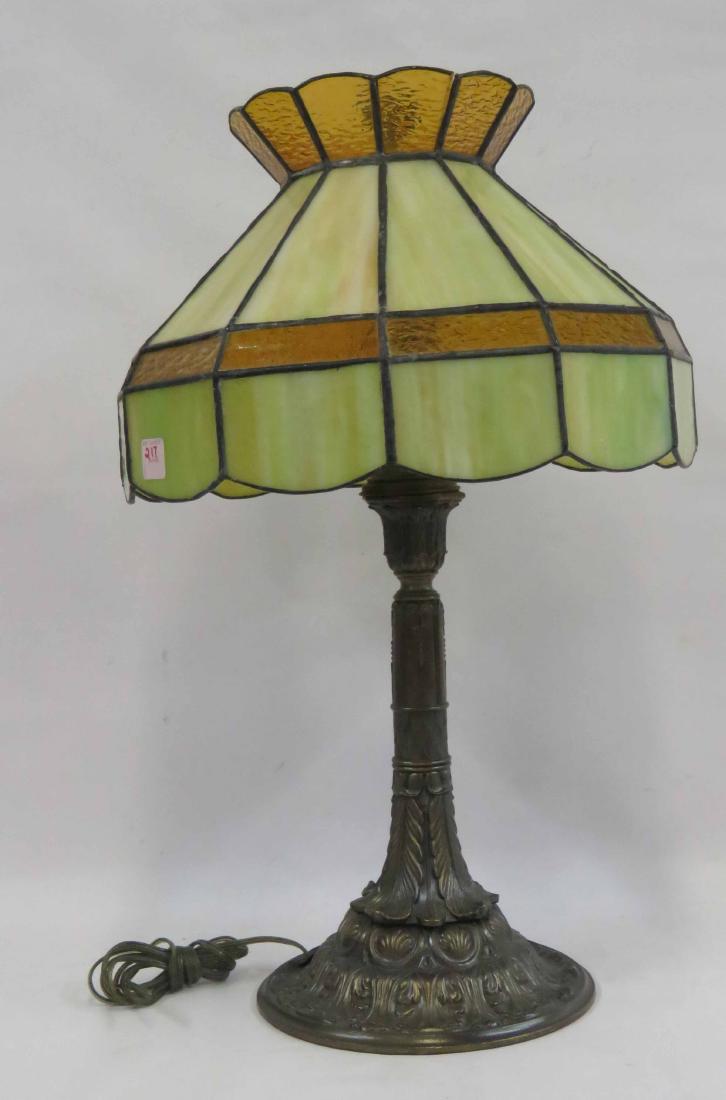 ART DECO STYLE STAINED GLASS TABLE LAMP. HEIGHT 25" (1 of 1)