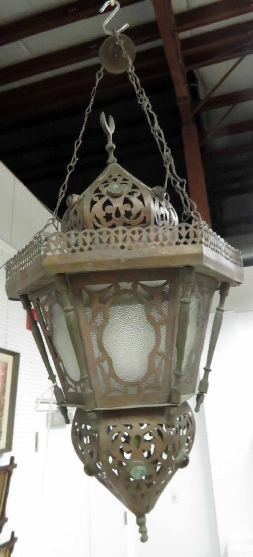 VINTAGE TURKISH HANGING MOSQUE LAMP. HEIGHT 21" (1 of 1)