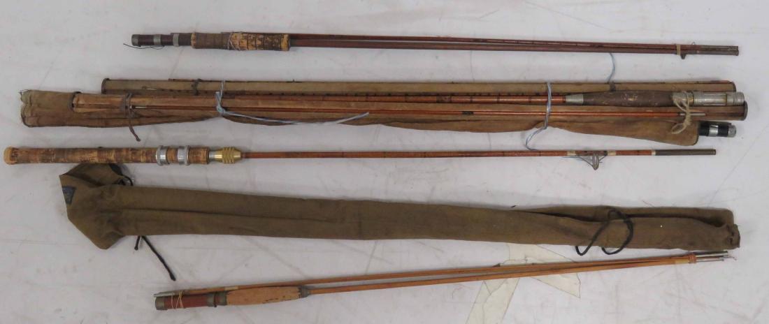 LOT ASSORTED BAMBOO FLY RODS WITH CLOTH COVERS (1 of 1)
