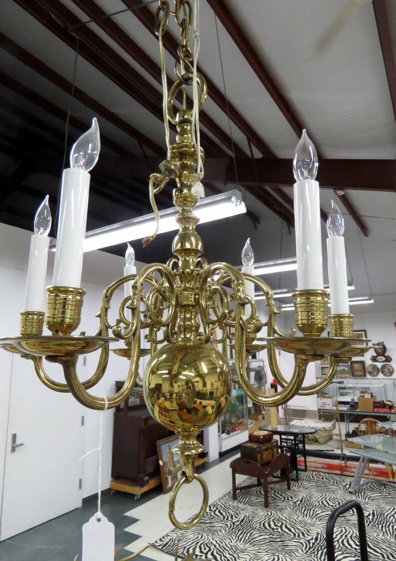 DUTCH STYLE BRASS CHANDELIER. HEIGHT 26"; DIAMETER 24" (1 of 1)