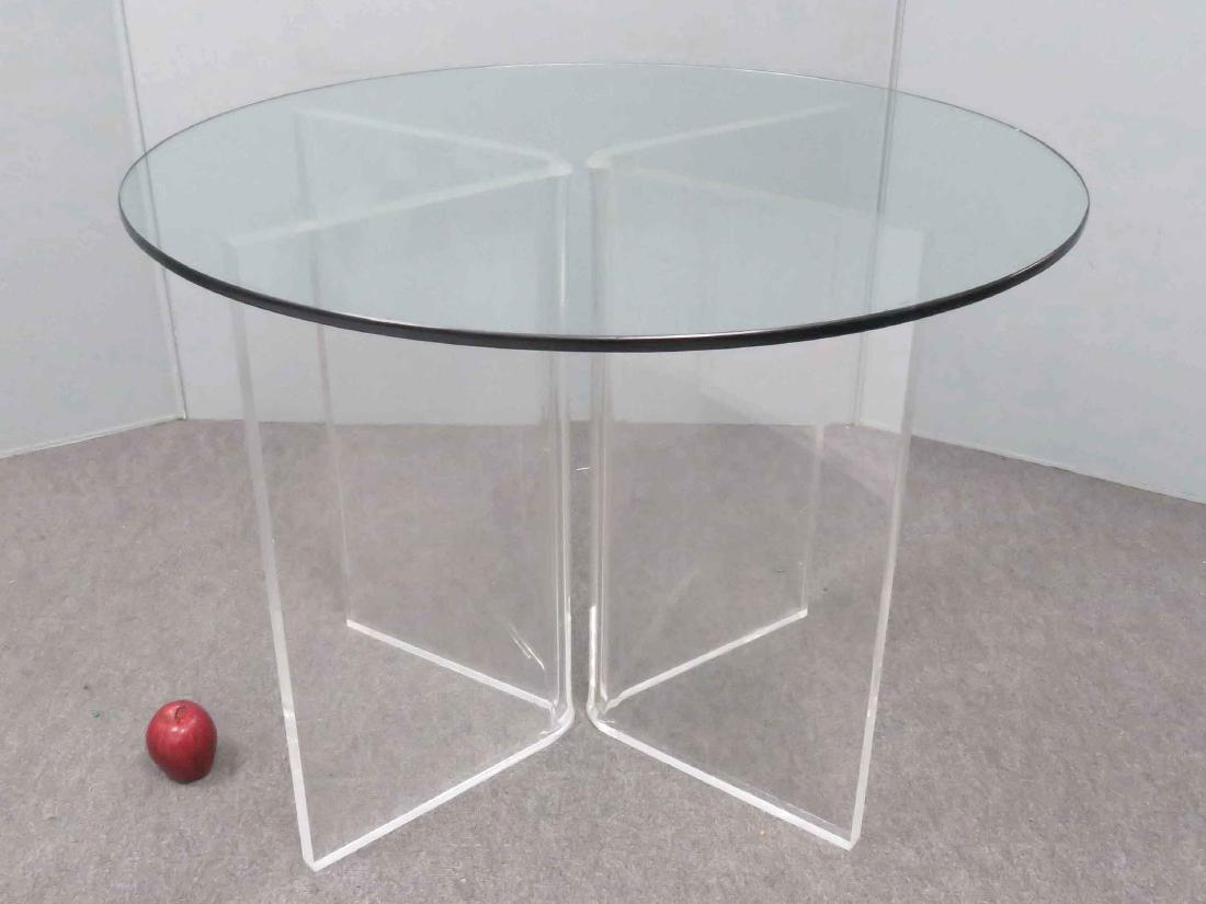 DESIGNER MODERN PLATE GLASS/LUCITE BASE TABLE. HEIGHT (1 of 1)