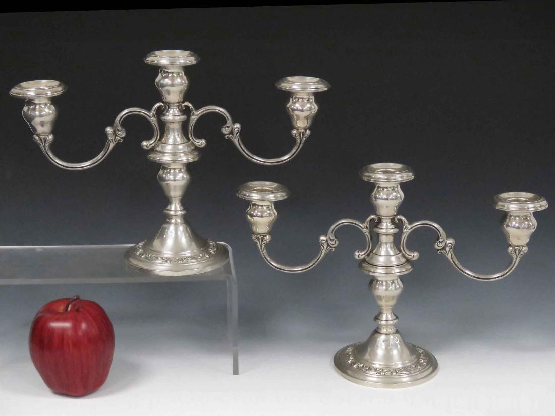 PAIR GORHAM STERLING SILVER WEIGHTED CANDELABRA, #1229. (1 of 3)