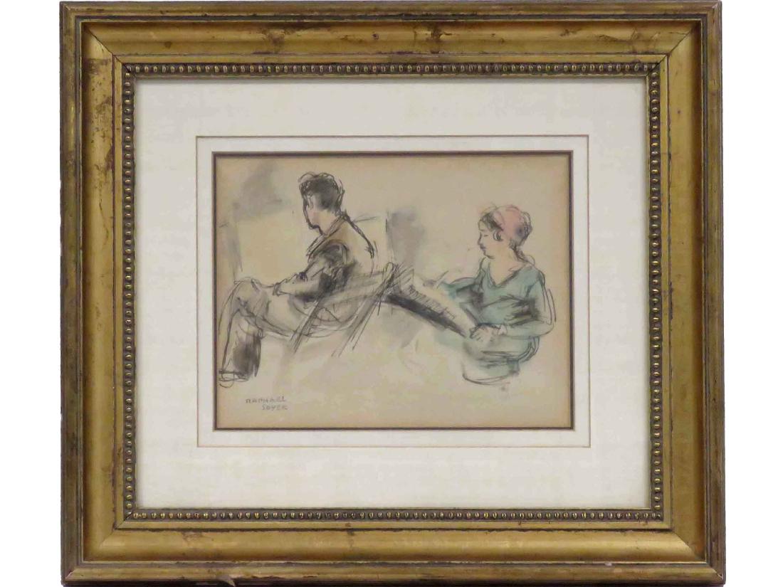 RAPAEL SOYER (AMERICAN 1899-1987), INK AND WATERCOLOR, (1 of 4)
